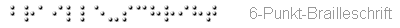 Text 'braille-schrift' in 6-Punkt-Brailleschrift