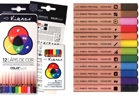 Farbstifte mit ColorAdd-Kennzeichnungen (12-er Packung) aus Portugal