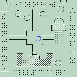 4-Seiten-Plan mit Fakoo-Beschriftung &raquo;MUSEUM &raquo;G�RTEN &raquo;PARK &raquo;KIRCHE