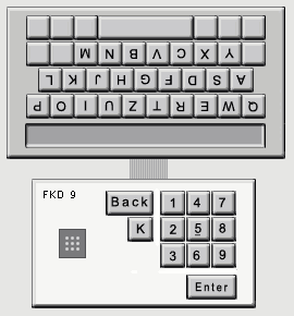 Fakoo-Deafblind-Communicator FDC 9, bestehend aus Tastatur + Anzeige f�r den Assistenten und Neuner-Tastatur + Fakoo-Zelle f�r den Taubblinden
