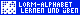 Micro-Button 80 x 15, Logo + LORM-ALPHABET LERNEN UND UEBEN wei� auf dunkelbau