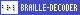 Micro-Button 80 x 15, 'brl' in Braille + BRAILLE-DECODER wei� auf dunkelblau