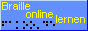 Minibanner 88 x 31, Schrift: 'Braille online lernen', in Braillepunkten: 'fakoo.de', Hintergrund blau