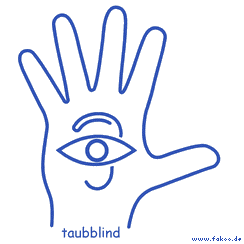 Taubblinden-Logo Handflche mit Auge und Ohr