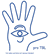 Taubblinden-Logo Hand mit Auge und Ohr auf der Handfl�che