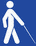 Logo 'Mann mit Blindenstock weiß auf blau' neu
