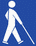 Logo 'Mann mit Blindenstock wei� auf blau' alt