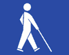 Blinden-Armbinde mit Blinden-Logo, wei auf blauem Grund