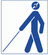 Deafblind-Logo Blindenstock-Mann mit gestrichen-Ohr im Kopf