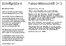 Vergleich Schriftgr��e 4 und Fakoo-Mikroschrift anhand eines Gedichtes