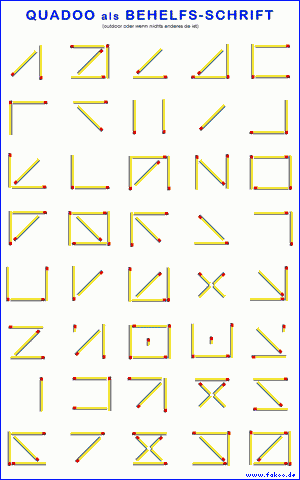 Quadoo-Alphabet aus Streichhölzern