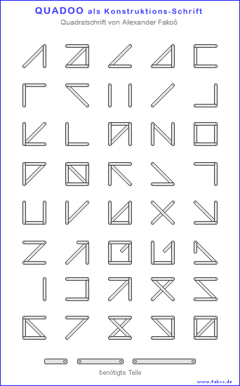 Quadoo-Alphabet als Konstruktions-Schrift Querformat