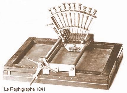 Foto des 'Le Raphigraphe' mit seinen 10 halbkreis-förmig angeordneten Sticheln