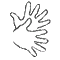 Symbol 'zwei flache Hnde mit gespreizten Finger voreinander kreisend' fr Gebrdensprache