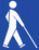 Logo 'Mann mit Blindenstock wei auf blau' alt